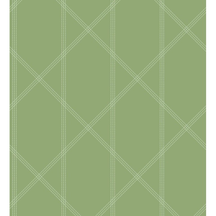 Papel pintado de rombos imitación tela cosida verde - Derek 682411