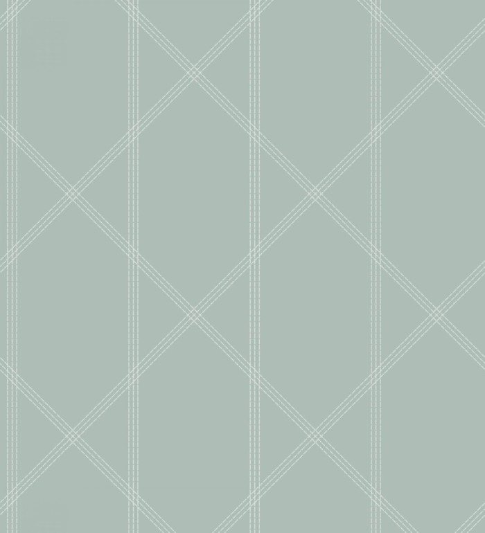 Papel pintado de rombos imitación tela cosida verde agua - Derek 682412