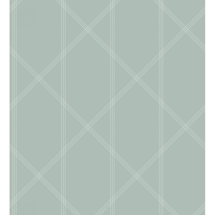Papel pintado de rombos imitación tela cosida verde agua - Derek 682412