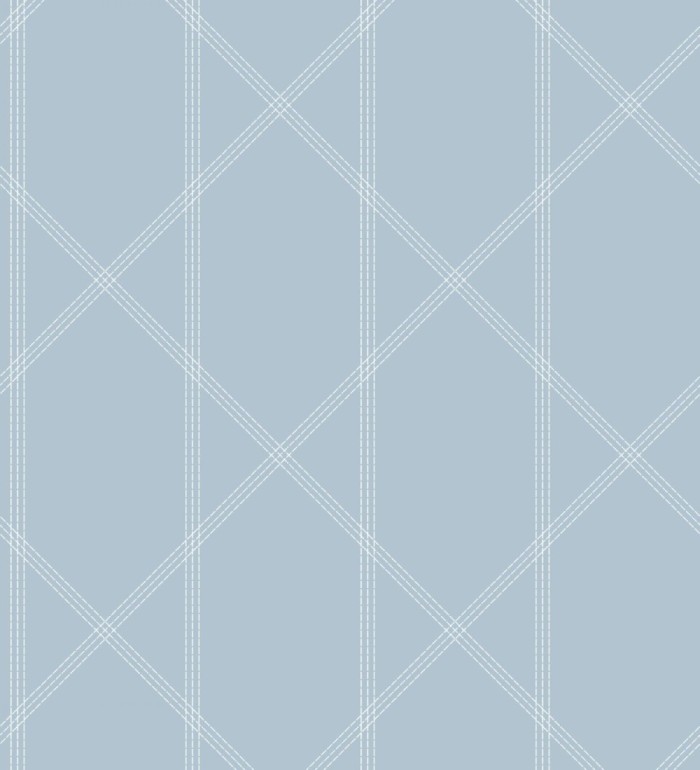 Papel pintado de rombos imitación tela cosida celeste - Derek 682413
