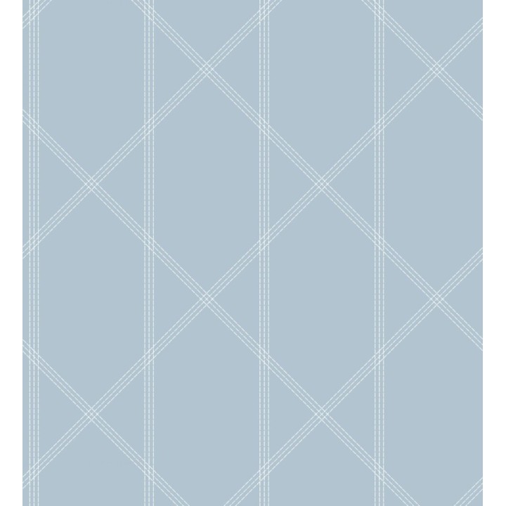 Papel pintado de rombos imitación tela cosida celeste - Derek 682413