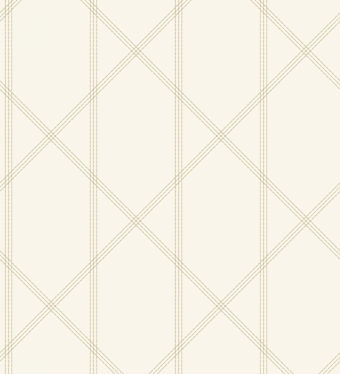 Papel pintado de rombos imitación tela cosida beige - Derek 682414