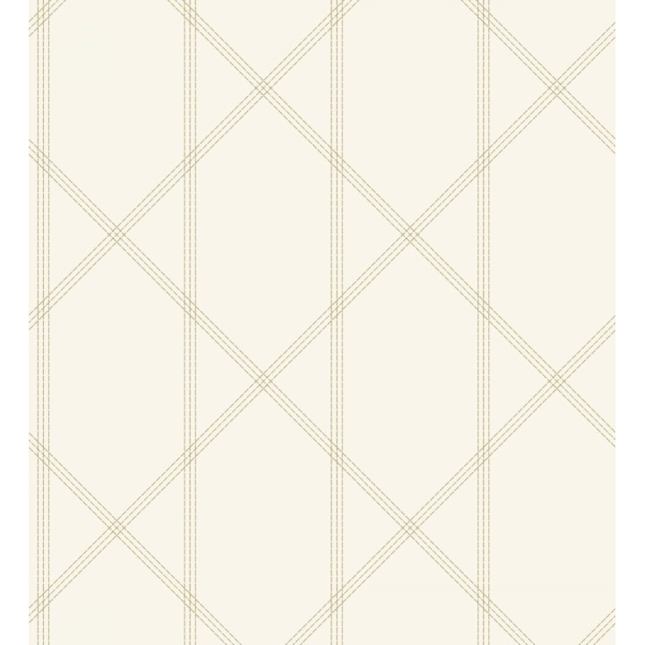 Papel pintado de rombos imitación tela cosida beige - Derek 682414