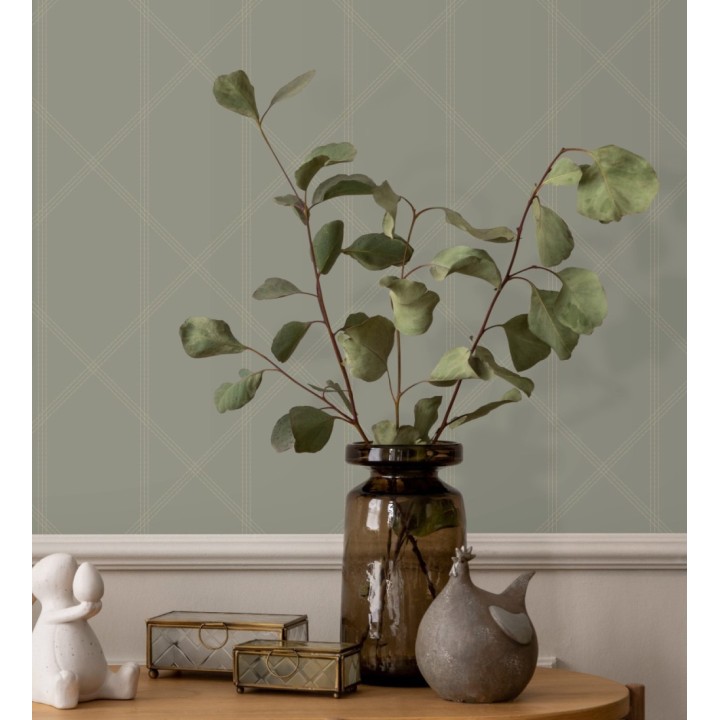 Papel pintado de rombos imitación tela cosida - Derek 682415