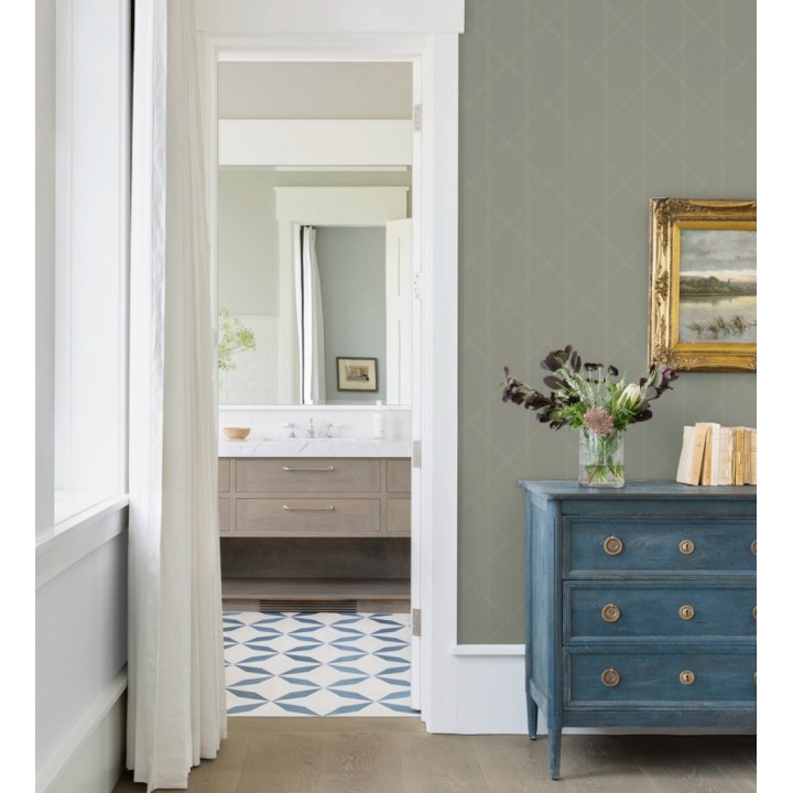 Papel pintado de rombos imitación tela cosida - Derek 682415