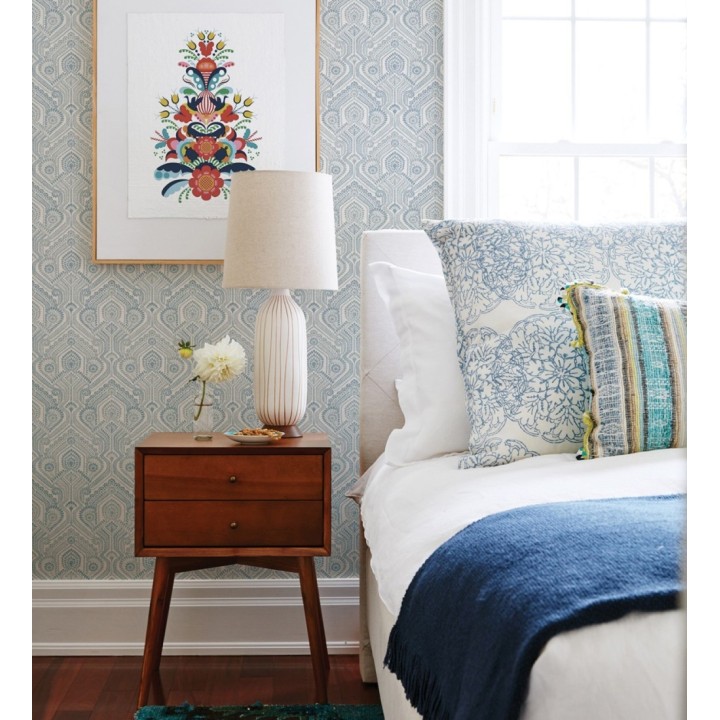 Papel pintado de damascos estilo étnico azul y celeste - Qatari Princess 682417