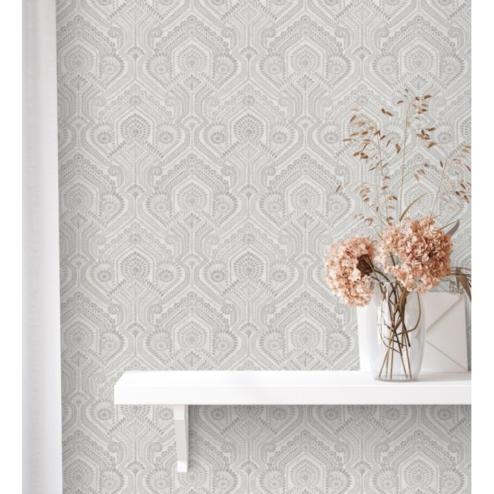 Papel pintado de damascos estilo étnico gris y beige - Qatari Princess 682418