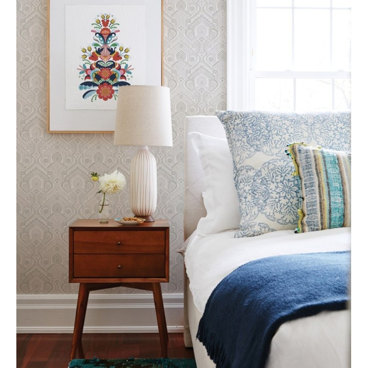 Papel pintado de damascos estilo étnico gris y beige - Qatari Princess 682418