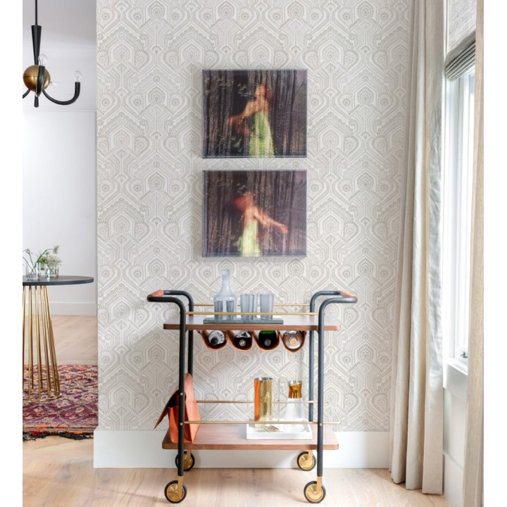 Papel pintado de damascos estilo étnico gris y beige - Qatari Princess 682418