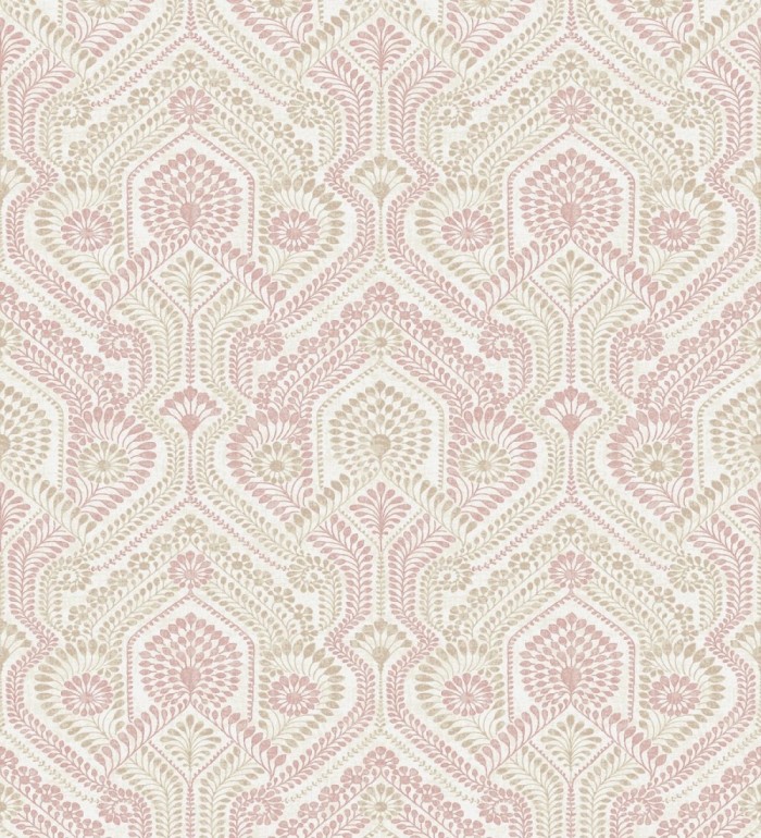 Papel pintado damascos estilo étnico beige y rosa - Qatari Princess 682419