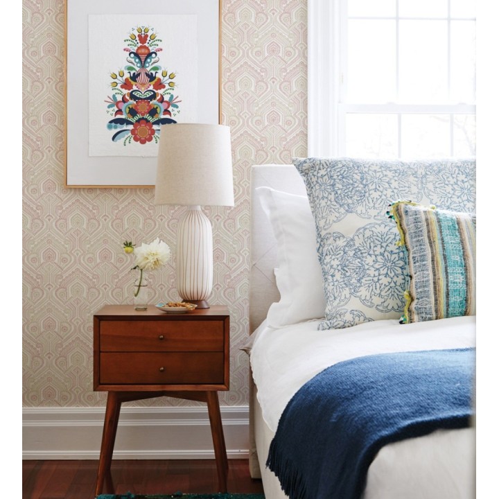 Papel pintado damascos estilo étnico beige y rosa - Qatari Princess 682419