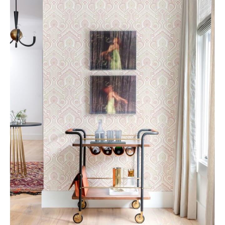 Papel pintado damascos estilo étnico beige y rosa - Qatari Princess 682419