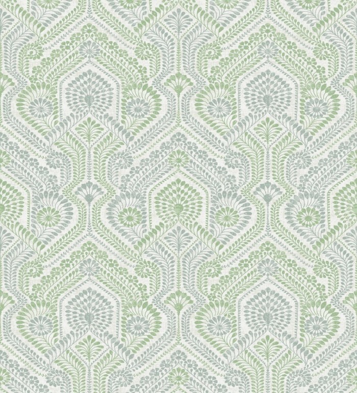 Papel pintado damascos estilo étnico verde y gris - Qatari Princess 682420
