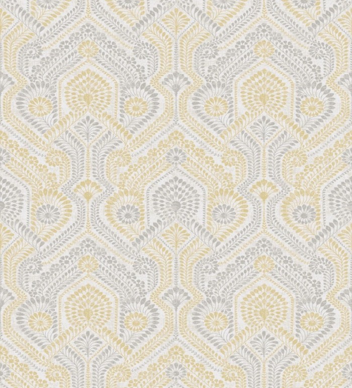 Papel pintado damascos estilo étnico amarillo y gris - Qatari Princess 682421