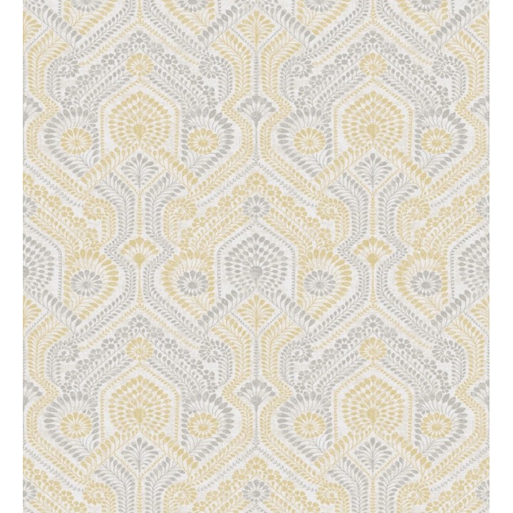 Papel pintado damascos estilo étnico amarillo y gris - Qatari Princess 682421