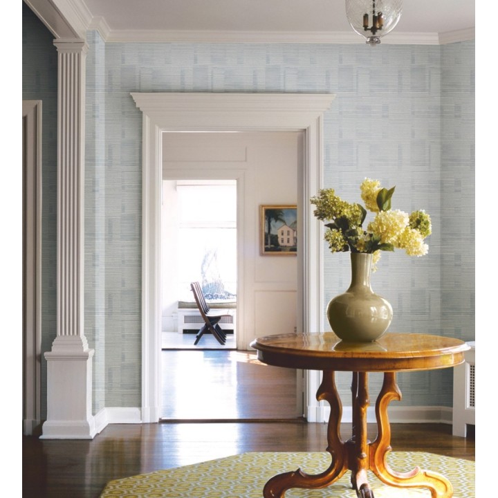 Papel pintado de rayas horizontales desiguales estilo abstracto celeste - Blake 682422