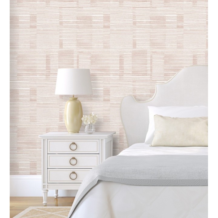 Papel pintado de rayas horizontales desiguales estilo abstracto color rosa - Blake 682424