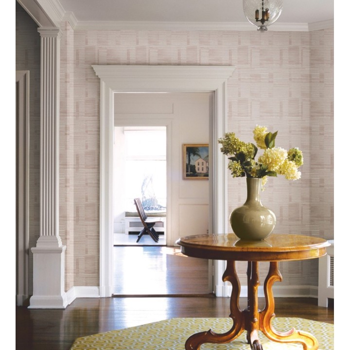 Papel pintado de rayas horizontales desiguales estilo abstracto color rosa - Blake 682424