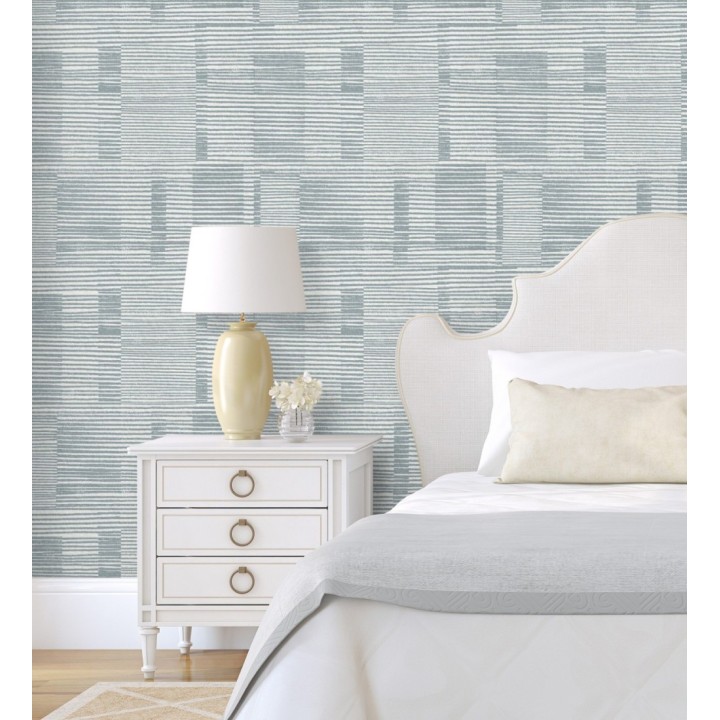 Papel pintado de rayas horizontales desiguales estilo abstracto azul - Blake 682426