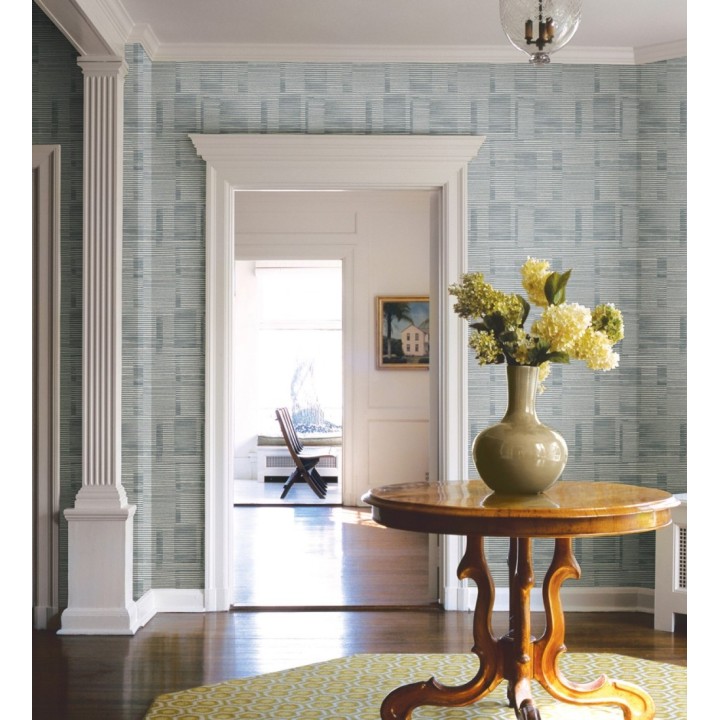 Papel pintado de rayas horizontales desiguales estilo abstracto azul - Blake 682426