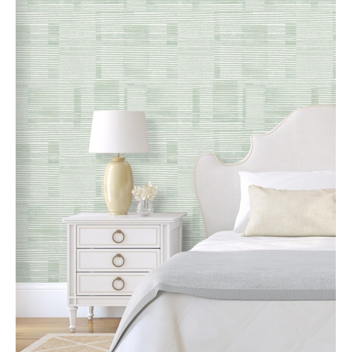 Papel pintado de rayas horizontales desiguales estilo abstracto verde - Blake 682427