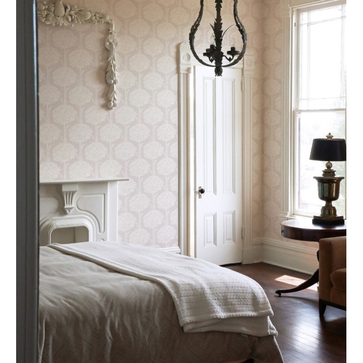 Papel pintado de ramos de flores de diseño romántico fondo color malva claro - Sarah Eden 682429