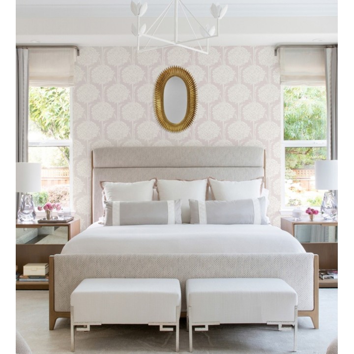 Papel pintado de ramos de flores de diseño romántico fondo color malva claro - Sarah Eden 682429