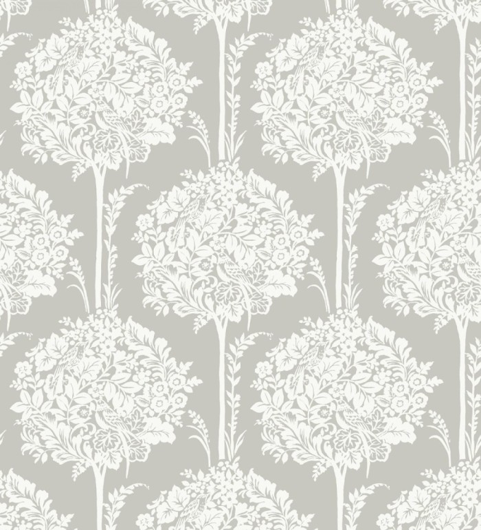 Papel pintado de ramos de flores diseño romántico fondo color gris claro - Sarah Eden 682431