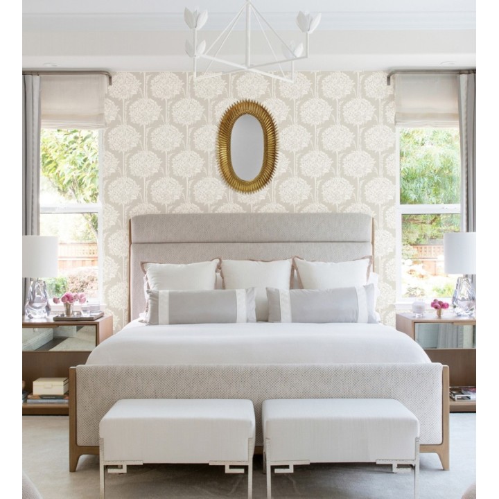 Papel pintado de ramos de flores diseño romántico fondo color blanco roto - Sarah Eden 682432