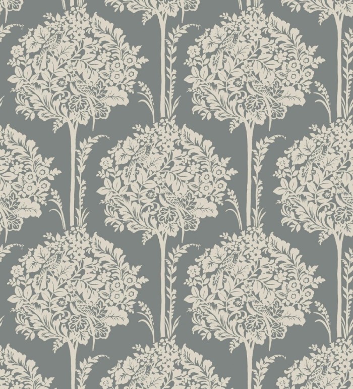 Papel pintado de ramos de flores diseño romántico fondo color gris oscuro - Sarah Eden 682433