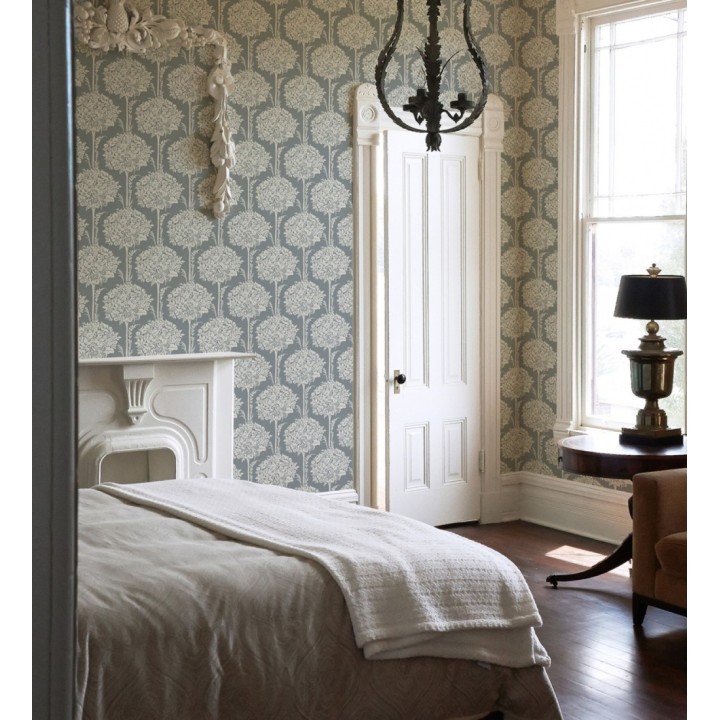 Papel pintado de ramos de flores diseño romántico fondo color gris oscuro - Sarah Eden 682433