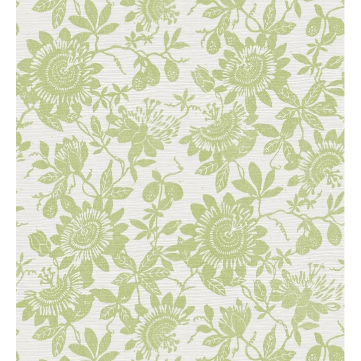 Papel pintado dibujo de flores y hojas verdes - Adelisa 682434