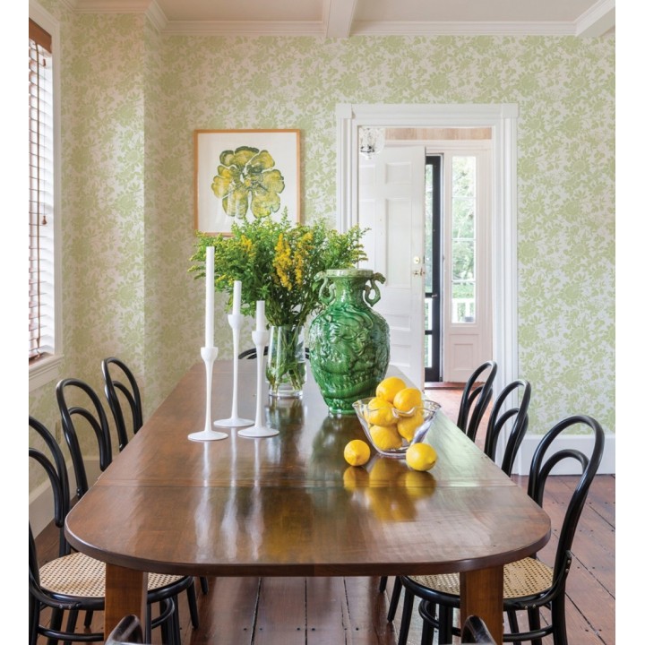 Papel pintado dibujo de flores y hojas verdes - Adelisa 682434