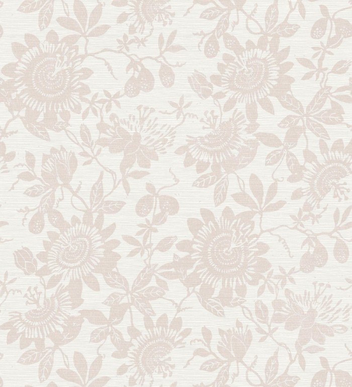 Papel pintado dibujo de flores y hojas rosa pastel - Adelisa 682436