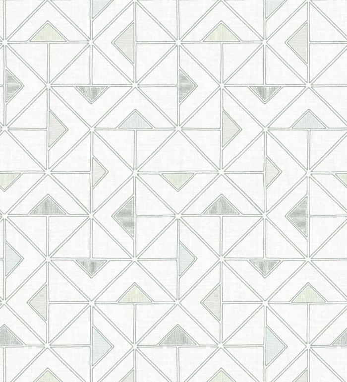 Papel pintado geométrico de tríangulos y diamantes de estilo moderno minimalista color verde - Dexter 682440