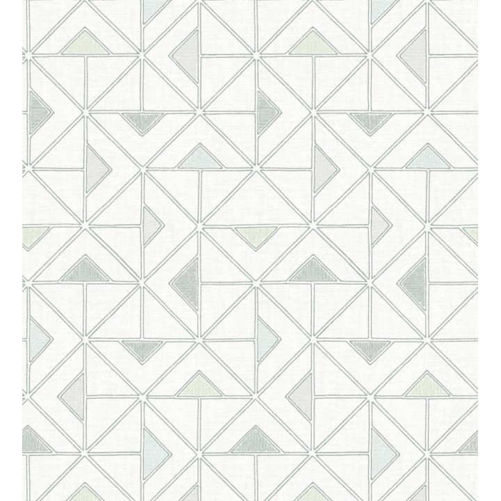 Papel pintado geométrico de tríangulos y diamantes de estilo moderno minimalista color verde - Dexter 682440