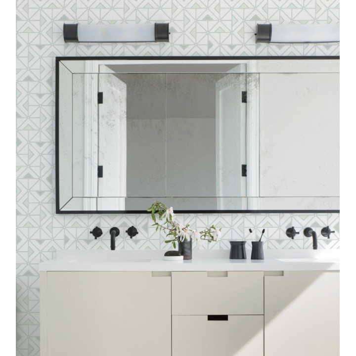 Papel pintado geométrico de tríangulos y diamantes de estilo moderno minimalista color verde - Dexter 682440