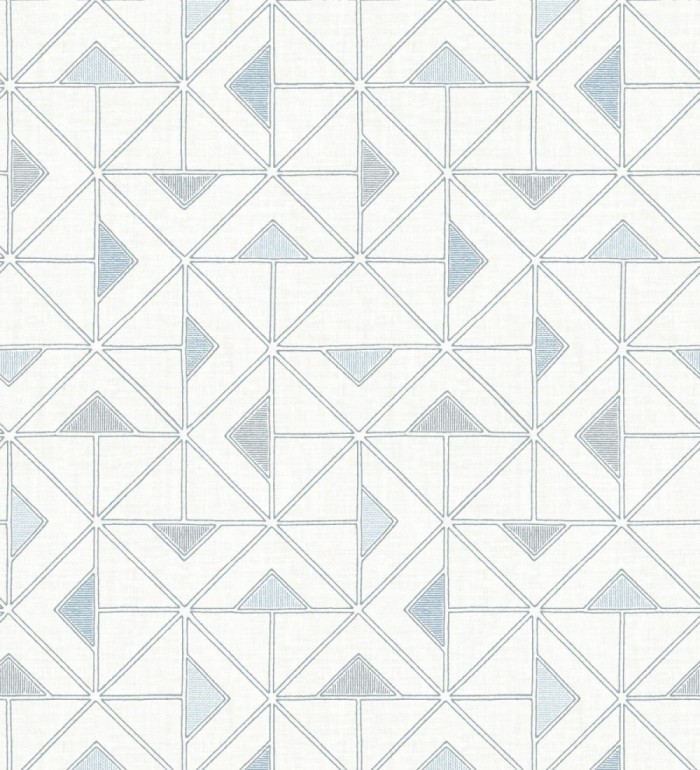 Papel pintado geométrico de tríangulos y diamantes de estilo moderno minimalista color azul - Dexter 682441