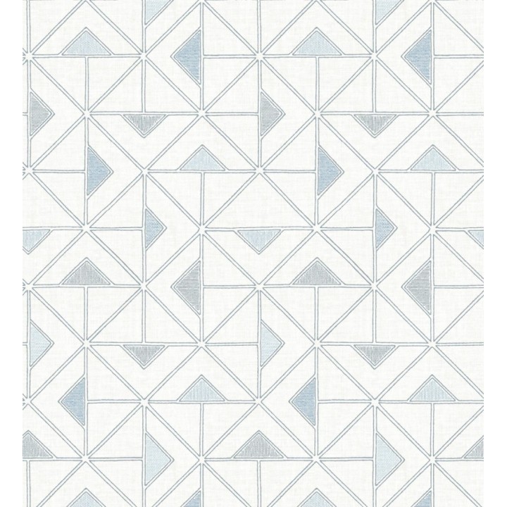 Papel pintado geométrico de tríangulos y diamantes de estilo moderno minimalista color azul - Dexter 682441