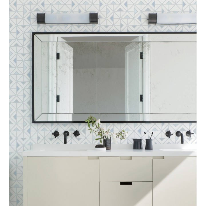 Papel pintado geométrico de tríangulos y diamantes de estilo moderno minimalista color azul - Dexter 682441