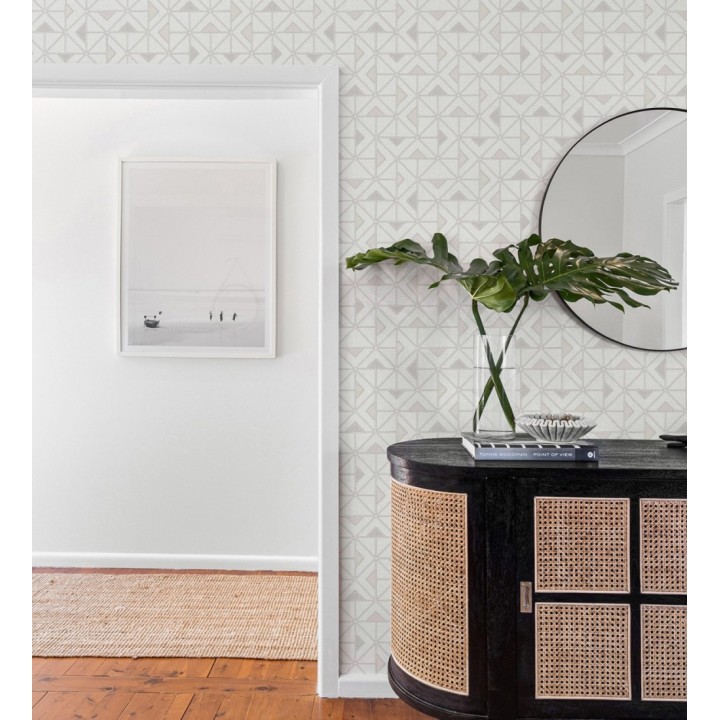 Papel pintado geométrico de triángulos y diamantes de estilo moderno minimalista multicolor y gris - Dexter 682443