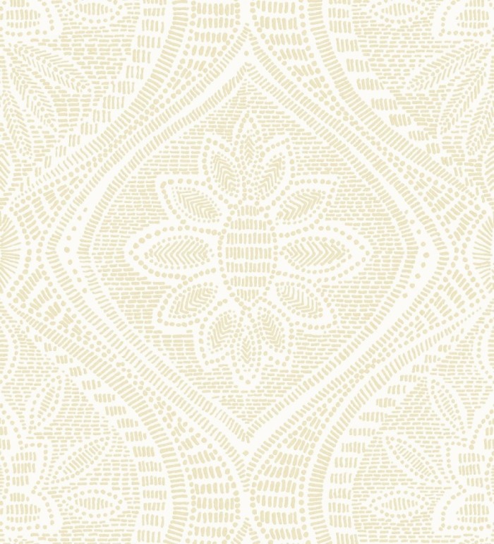 Papel pintado con dibujo de encaje amarillo de estilo étnico moderno - Ashley 682444