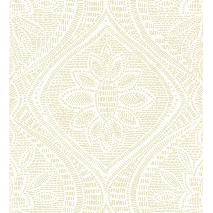 Papel pintado con dibujo de encaje amarillo de estilo étnico moderno - Ashley 682444