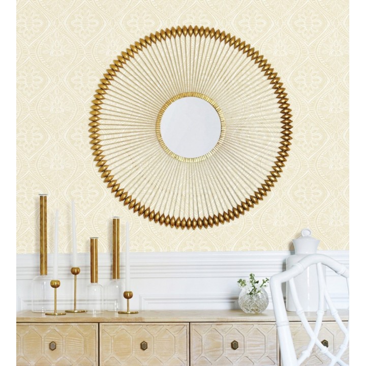 Papel pintado con dibujo de encaje amarillo de estilo étnico moderno - Ashley 682444