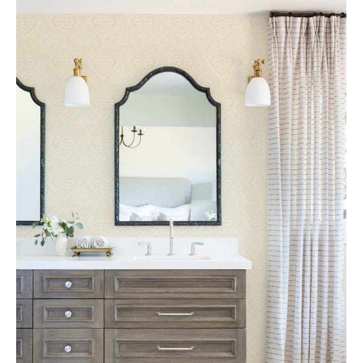 Papel pintado con dibujo de encaje amarillo de estilo étnico moderno - Ashley 682444