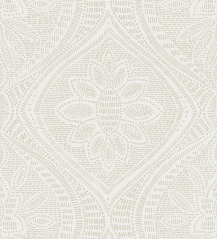 Papel pintado con dibujo de encaje beige de estilo étnico moderno - Ashley 682445