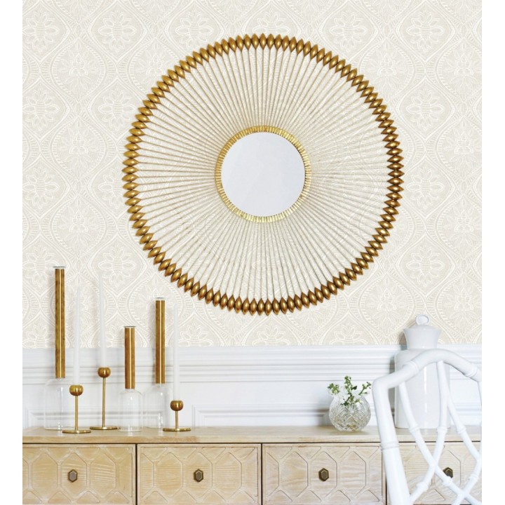 Papel pintado con dibujo de encaje beige de estilo étnico moderno - Ashley 682445