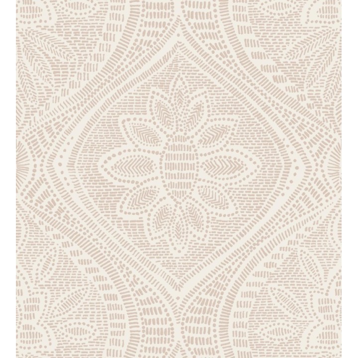 Papel pintado con dibujo de encaje rosa palo de estilo étnico moderno - Ashley 682446