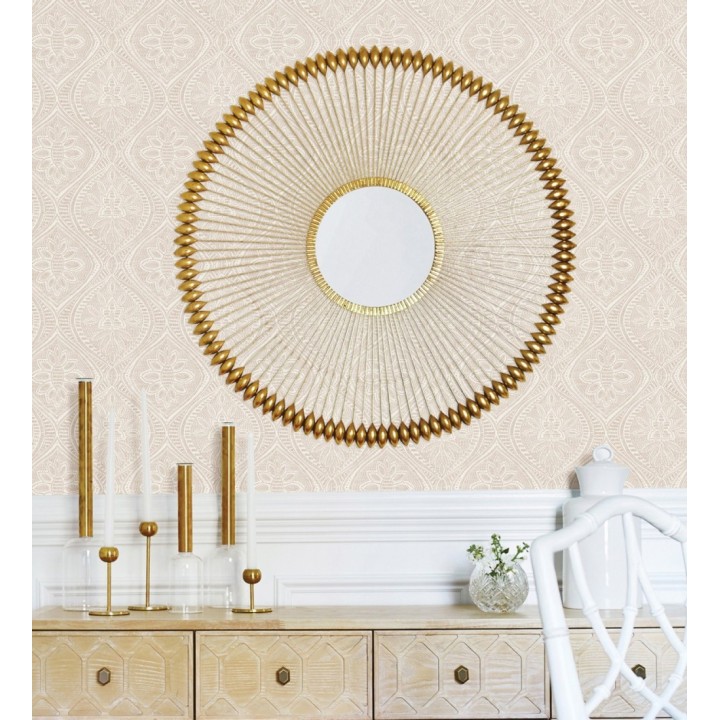 Papel pintado con dibujo de encaje rosa palo de estilo étnico moderno - Ashley 682446