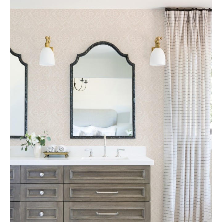 Papel pintado con dibujo de encaje rosa palo de estilo étnico moderno - Ashley 682446